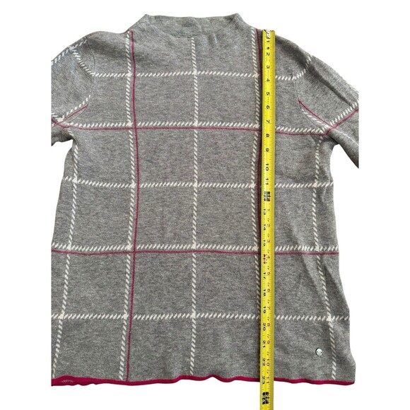 Brax Women's Sweater Pullover Lee 38 Gray Checkered Light Round Neck Wool Blend - Picture 6 of 8